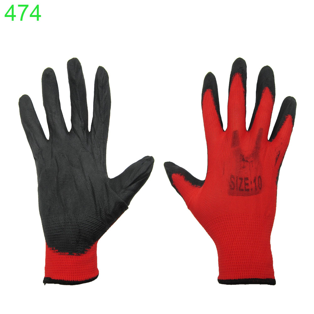 Работни ръкавици червено и черно №10 12 чифта 0.43€/чифт