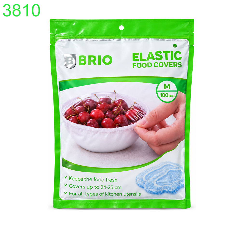 Ластични пликове Brio еднократни-тип капак за храна разтегливи до 25 см/M/ 100 броя в пакет!!! ПРИ НАД 10 ПАКЕТА