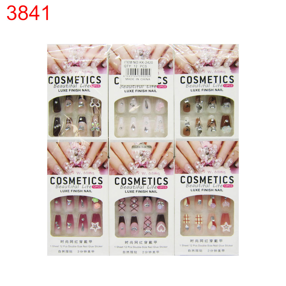 Изкуствени нокти с камъни дълги самозалепващи 12 бр в стек 1.07€/бр