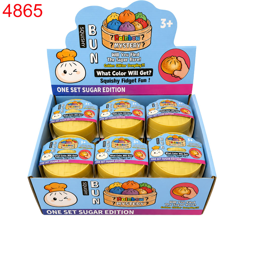 Антистрес скуиш „Rainbow Mystery Bun“ – с брокат 12бр /2.30€/бр
