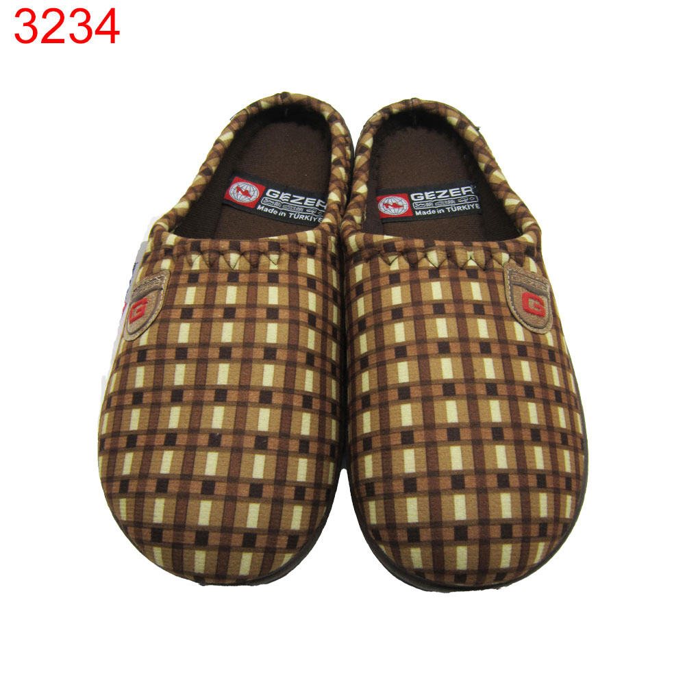 Домашни пантофи Gezer мъжки кафеви квадрати  6 чифта в стек-41-45/ 2.49€/бр