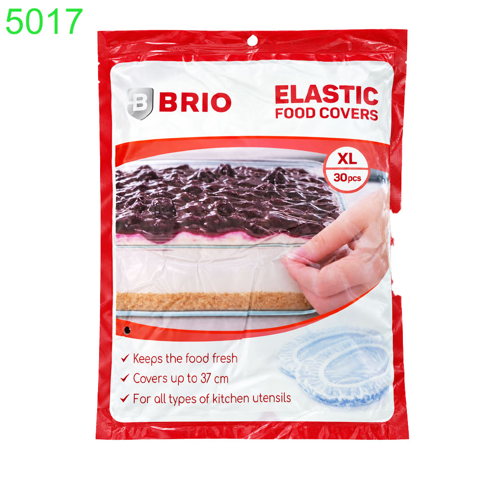 Ластични пликове Brio еднократни-тип капак за храна разтегливи до 37 см/XL/ 30 броя в пакет!!! ПРИ НАД 10 ПАКЕТА