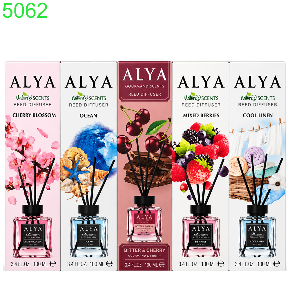 Ароматизатор за дома ALYA Reed Diffuser с ароматни пръчици – 100 мл, различни аромати !!! ПРИ НАД 6 БРОЯ