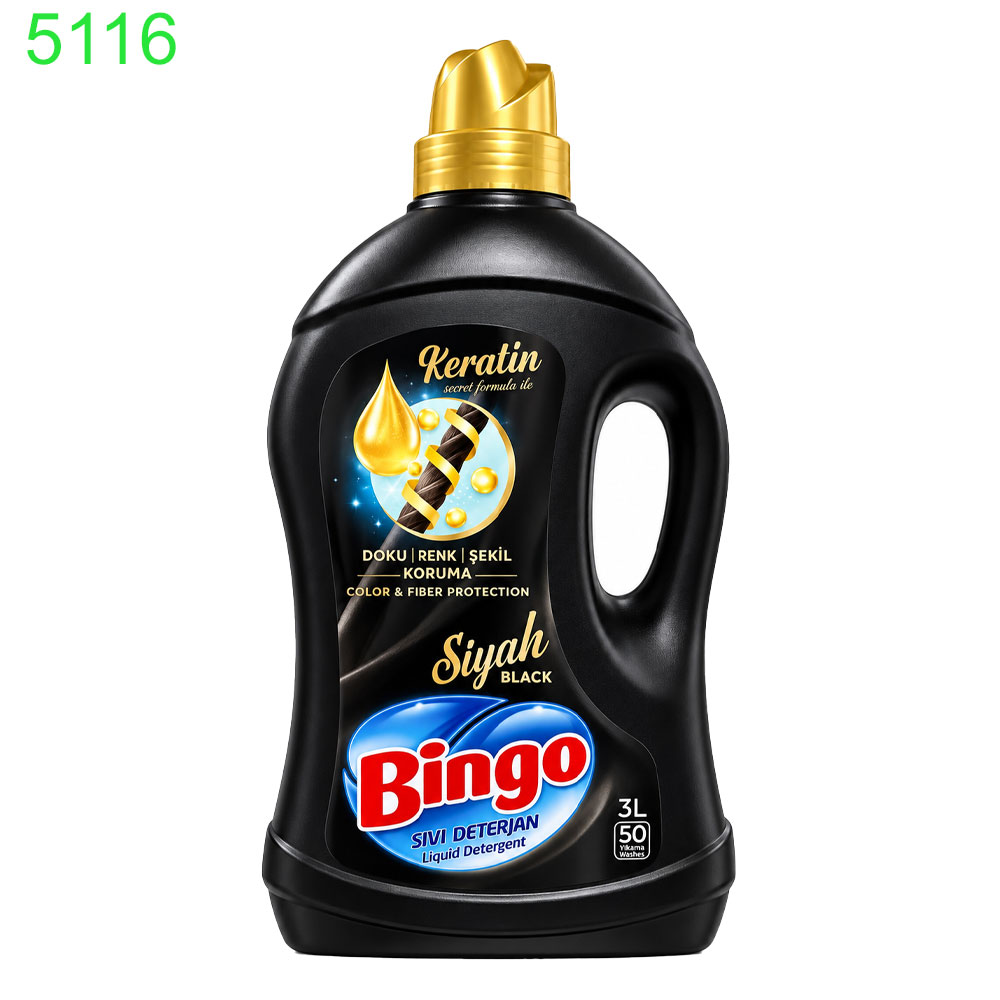 Течен перилен препарат Bingo Keratin Siyah Black тъмно пране 3л/50пр