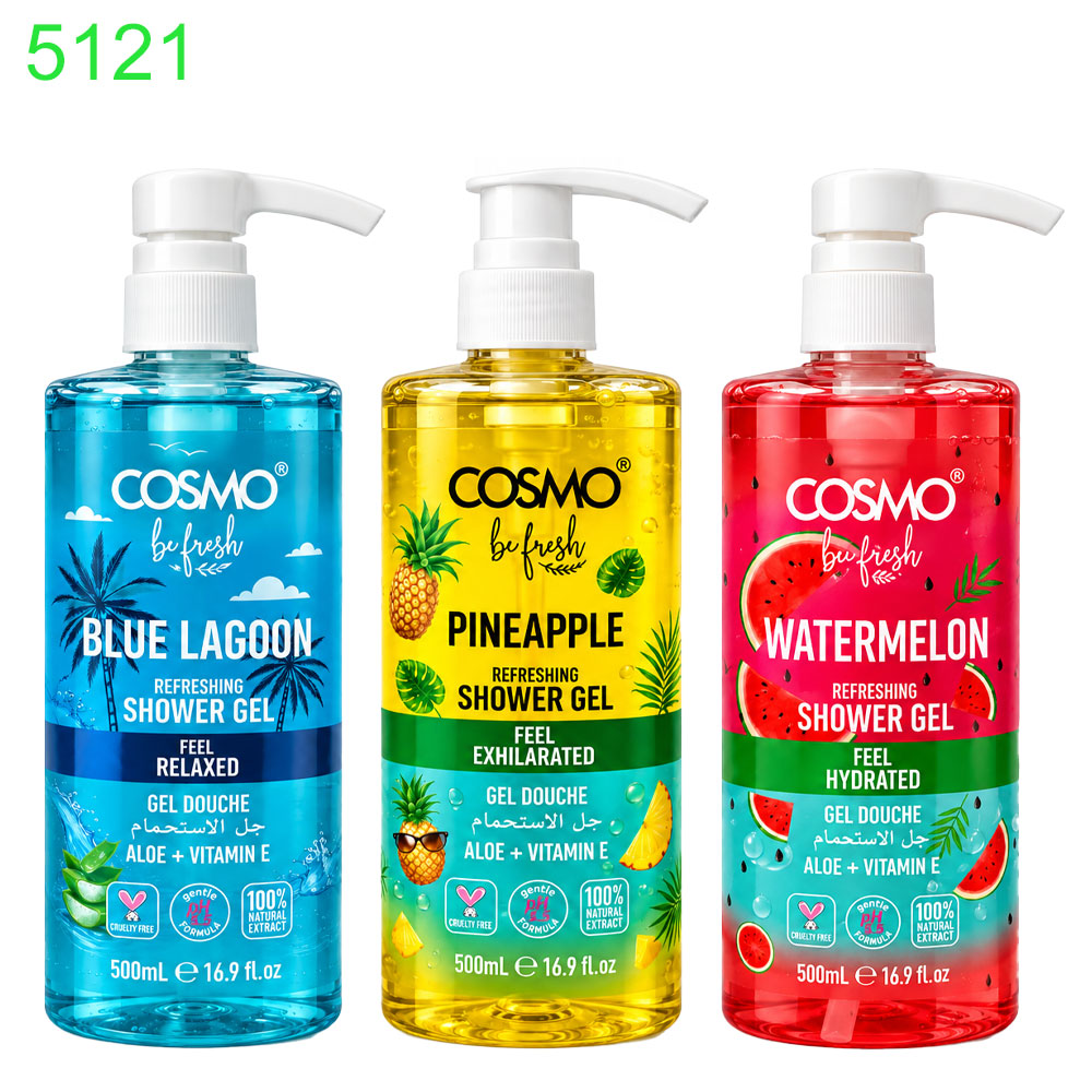 Душ гел COSMO Be Fresh 500 мл – с алое вера и витамин Е, 3 свежи аромата 500 мл !!! ПРИ НАД 6 БРОЯ